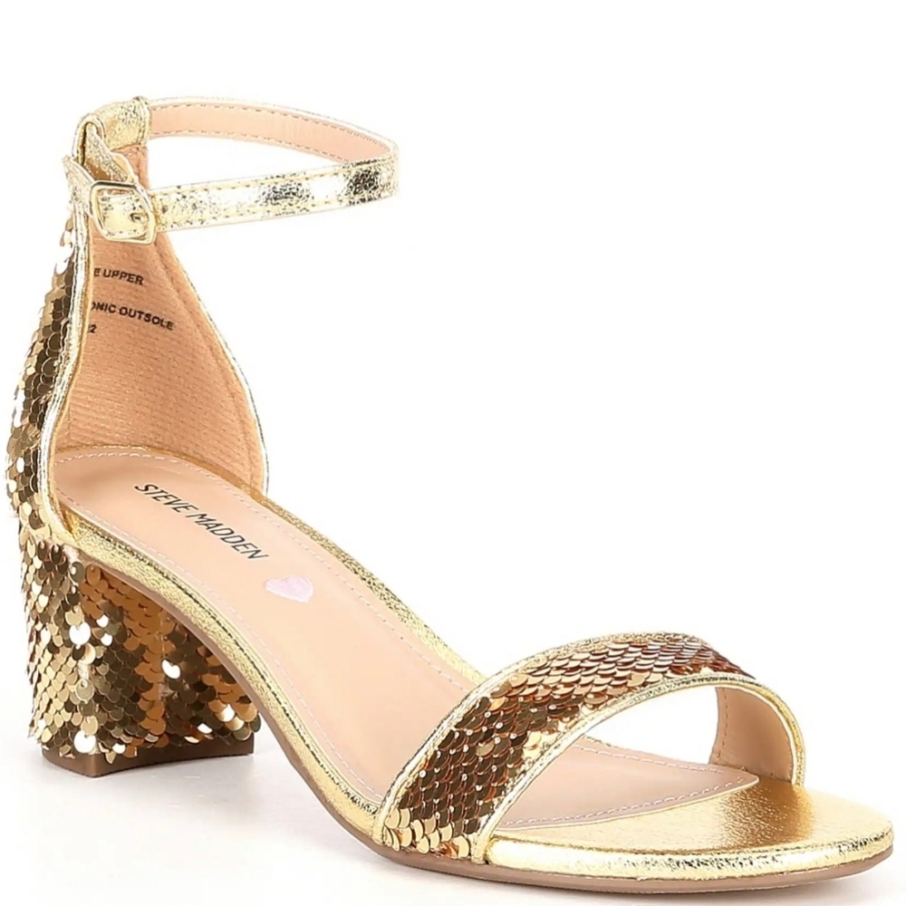 Steve Madden Carrson Gold Rhinestone Ankle Strap Heels